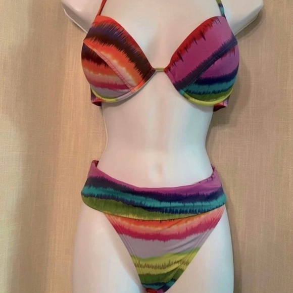 🎉 2xHP🎉 Vintage VS Push Up Bikini Set 34D - Picture 2 of 11